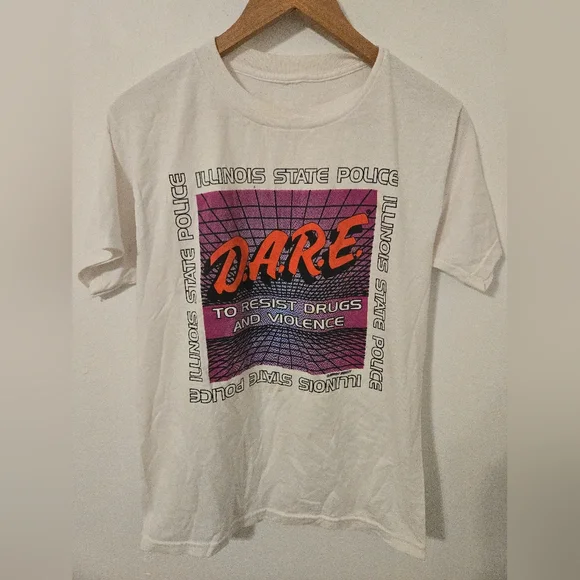 Vintage D.A.R.E. lllinois State Police Logo T Shirt Mens Small No Tag 90s Drug - Picture 1 of 6